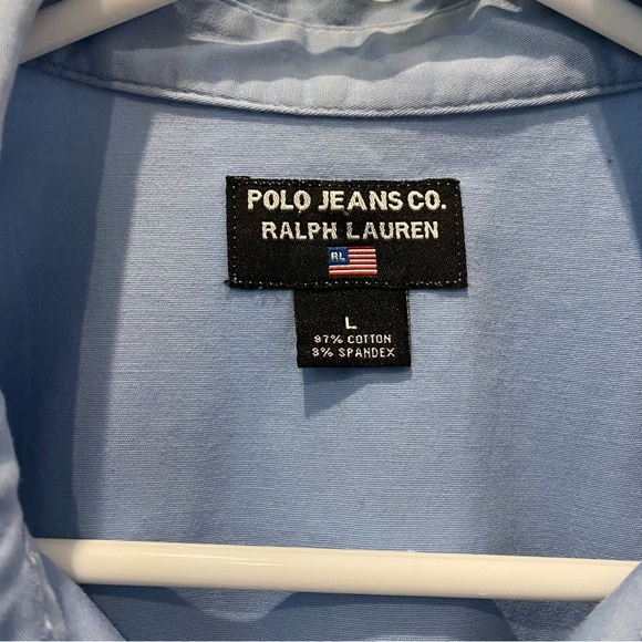 Polo Jeans Ralph Lauren Button Up Sleeveless Vest Shirt Blue Size L - Picture 3 of 4